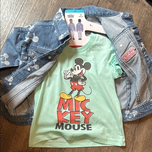Disney Mickey Mouse AOP Denim Jacket with Shirt Brand New With Tags - Picture 2 of 6